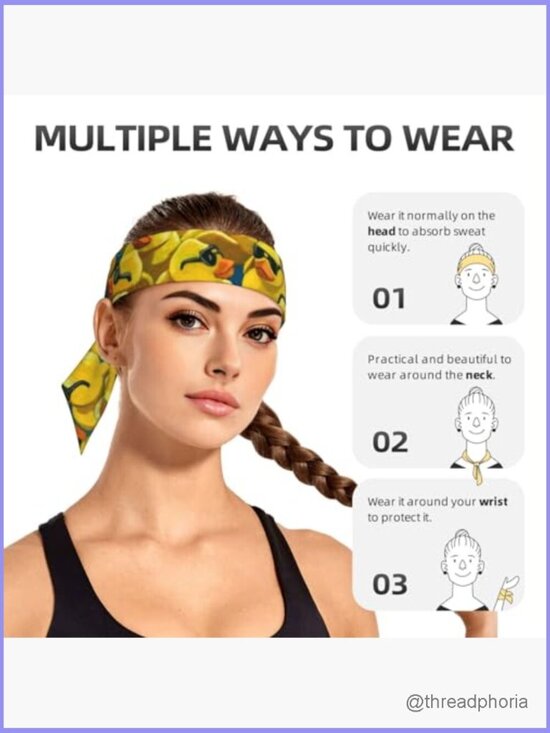 Moisture Wicking Sports Sweatband Headband Adjustable Tie Back main image 6
